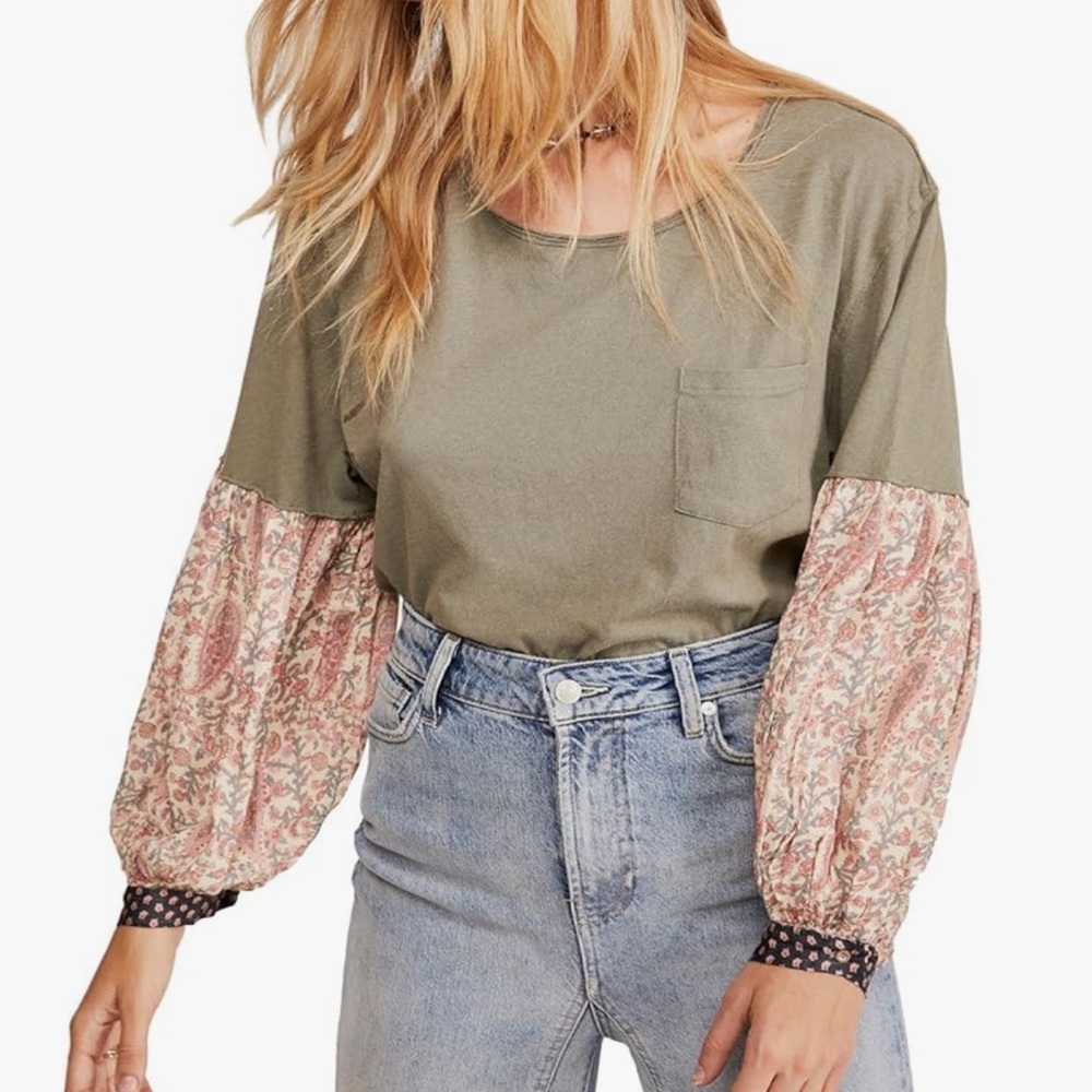Free People Jade Long Sleeve Pocket Tee
